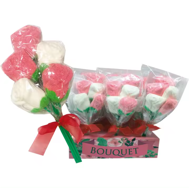 SIDRAL 12 Piruletas Ramo de Rosas Sabor Fresa (75 g) – Piruletas, Chuches San Valentín, Kit de Chuches Sin Gluten – Golosinas de San Valentín, Sin Alérgenos, Caramelos Festivos para San Valentín, Regalos Parejas - 1