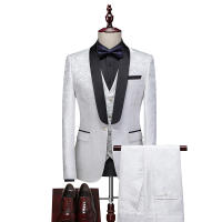 Traje De Boda Para Hombre Estilo Británico Conjunto De Traje De Noche Con Chaleco Y Pantalones Tres Piezas Moda Casual - details 3