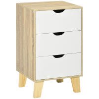 HOMCOM Cómoda con 3 Cajones y Base Elevada Cajonera de Armario para Dormitorio Salón Pasillo Estilo Moderno Antivuelco 40x35x68,5 cm Natural y Blanco - details 0