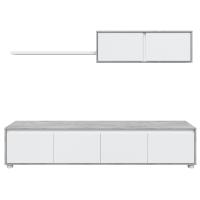 Miroytengo Mueble TV salón Comedor Alida Diseño Industrial en color Blanco y Cemento 2 Módulos 1 Estante 200x41 cm - details 0