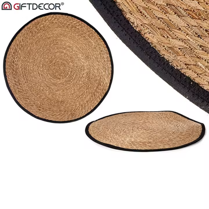 Alfombra natural borde negro 100 cm - 1