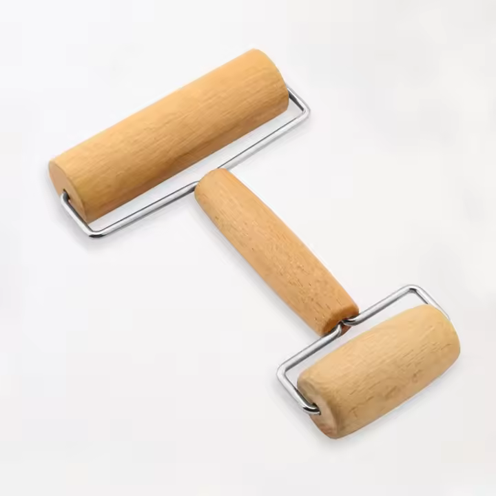 Rodillo de Madera para amasar, antiadherente, para repostería, tortillas y pizzas. Doble punta. - 1