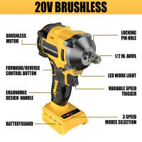 Llave De Impacto Inalámbrica Dewalt 20V Torque Máximo 300N.m Para Coche Y Hogar Herramienta Eléctrica Sin Cable Motor Sin Escobillas - details 3