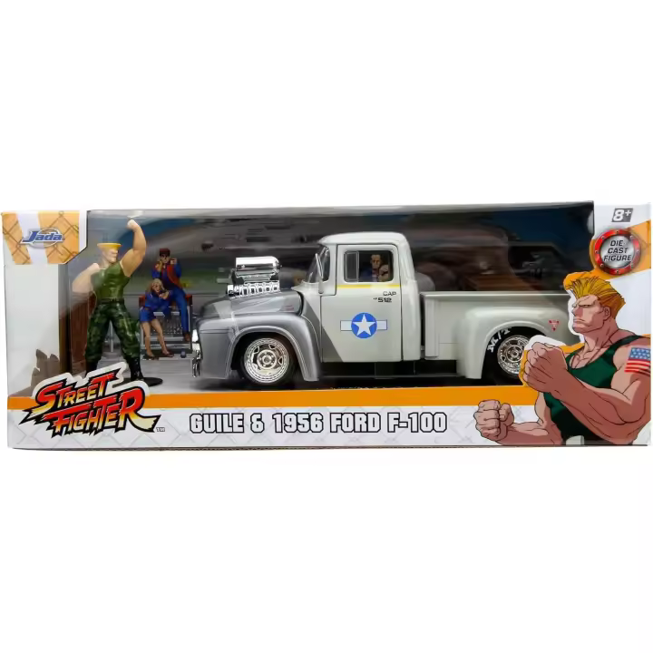 Jada Street Fighter II, Ford Pickup Escala 1:24, en Metal, Giro de Ruedas, Apertura de Puertas y Figura de Guile (253255057) - 1