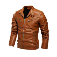 Chaqueta De Cuero Para Motociclista Resistente Al Viento Y Lluvia Para Otoño Y Primavera Con Cuello Alto Para Hombre Estilo Europeo Y Americano - details 3