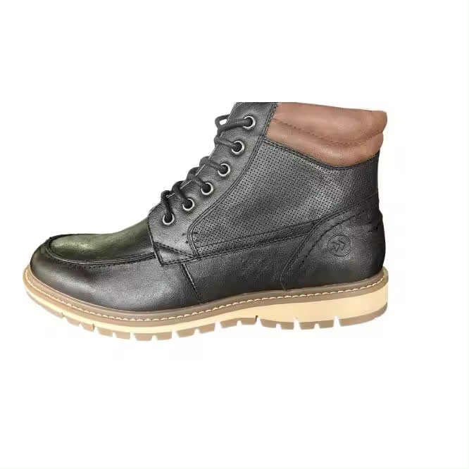 MODELO 513 COLOR NEGRO Y MOKA BOTIN DE CABALLERO CASUAL FABRICADO EN POLIPIEL TALLA DE LA 40-45 UN CALZADO COMODO CON SUELA  MUY COMODA ATADO CON CORDONES - 1