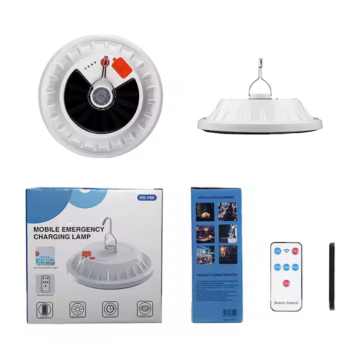 Portátil LED De 1200LM Más Potente Para Camping Recargable Solar With Gancho Impermeable Lámpara De Emergencia Ahorro De Energía Con Luz LED Fuente De Alimentación De Batería Recargable Material ABS - 1