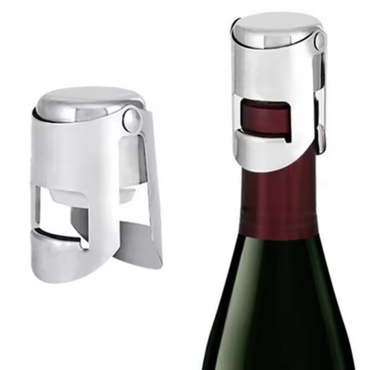 Tapa De Vino Portátil De Acero Inoxidable Para Botella De Champagne Y Vino Tinto Sellador De Barra Tapa De Licor Espirituoso - 1