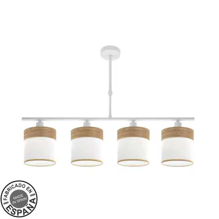 Fabrilamp - Lampara Cloe 4xe14 Blanca/blanca-madera Clara Regx75x14 cm - 1