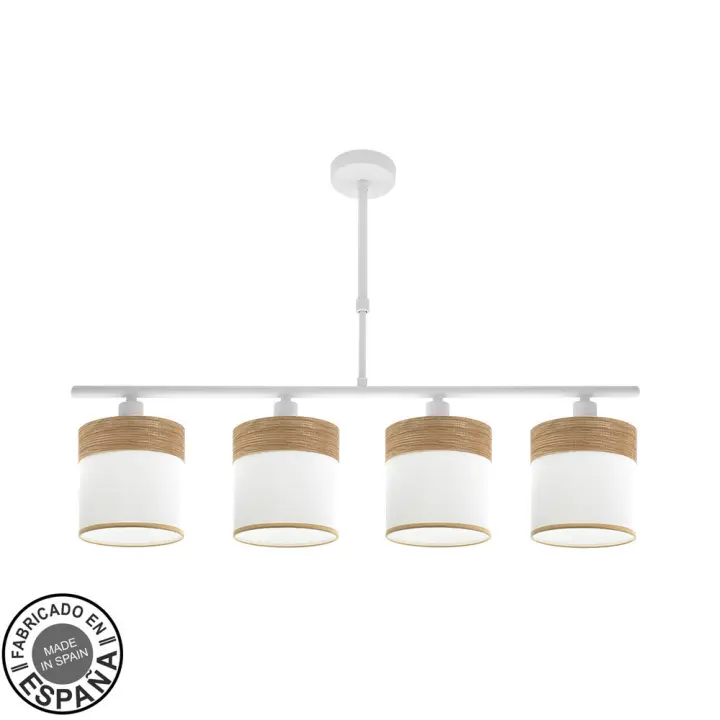 Fabrilamp - Lampara Cloe 4xe14 Blanca/blanca-madera Clara Regx75x14 cm - 1
