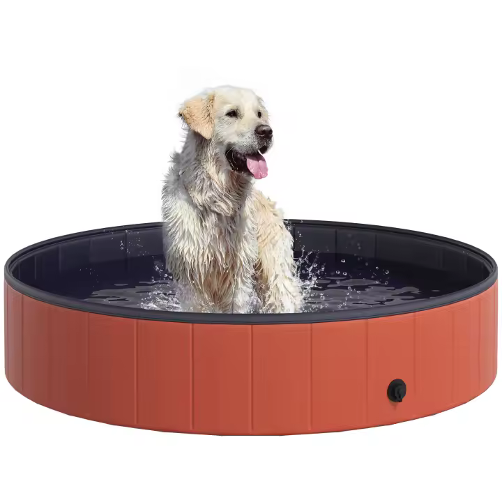 PawHut Piscina Plegable para Perros Ø140x30 cm Bañera para Mascotas Gatos de PVC Antideslizante Resistente al Desgaste Adecuado para Interior y Exterior - 1