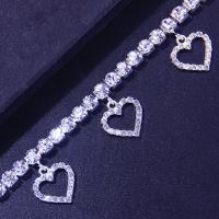 Pulsera De Tobillo Con Diamantes Y Corazón Vacío Para Mujer Accesorio De Playa Pendiente De Amor Cadena De Pierna Moda Verano Joyería Regalo - details 4