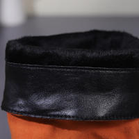 Botas De Media Caña Cómodas Para Mujer Con Punta Redonda, Slip-on, Tacón Medio, Plataforma, Upper De Tela, Suela De TPR, Diseño Clásico. - details 43