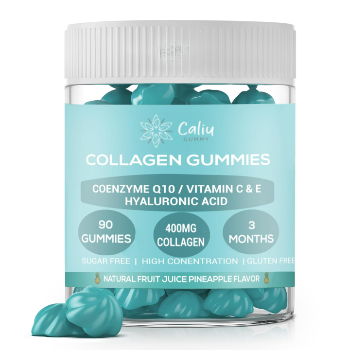 Gomitas de Colágeno Marino Hidrolizado 400 mg + Ácido Hialurónico + Coenzima Q10 + Vitaminas C, D y E | 90 Gomitas | Piña | Suplemento Piel, Cabello, Uñas y Articulaciones | Sin Azúcar