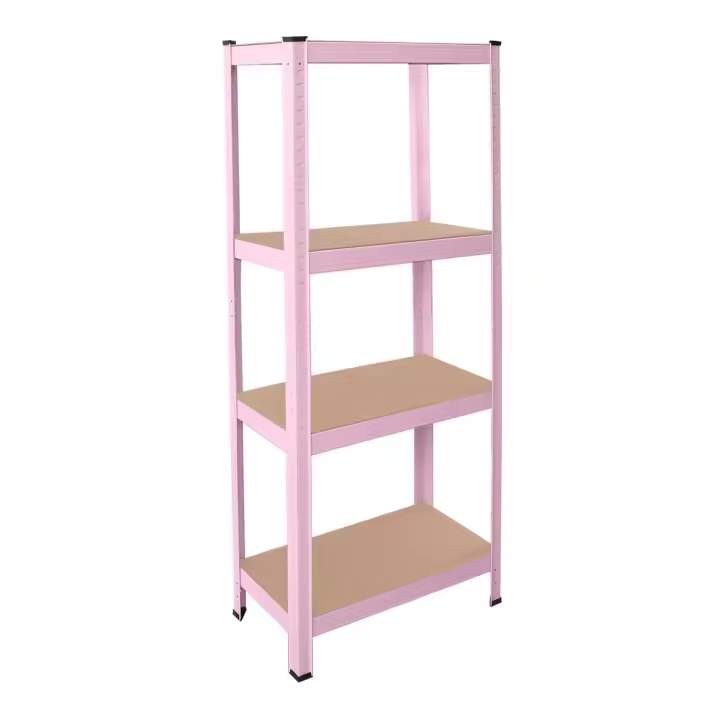 Ociodual Estanteria Metalica Tiny Rosa, Estante Ideal para Hogar, Estanterias Trastero, Muebles, Oficina, Estanterias Almacenaje Divisible, Sin Tornillos, 240kg, 4 Baldas MDF, 150x60x30cm - 1