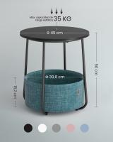 Mesa Auxiliar Redonda con Cesta de Tela - Espaciosa Mesa Lateral para Salón, Dormitorio o Mesita de Noche, Estilo Moderno, Disponible en Varios Colores - details 42