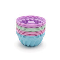 Molde De Pastel De Silicona De Grado Alimenticio 12pcs/set Copas De Muffin Redondas Multicolor Para Hornear Tamaño Random - details 3