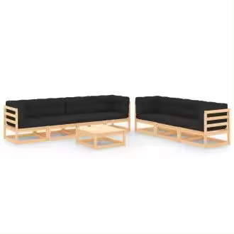 VIDAXL 3083751 conjunto de muebles de jardín hechos de madera de pino con juego de cojines gris antracita vida xl - 1