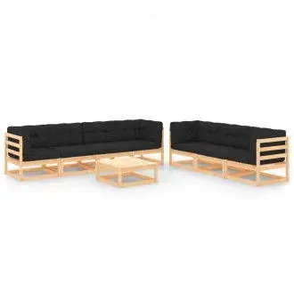 VIDAXL 3083751 conjunto de muebles de jardín hechos de madera de pino con juego de cojines gris antracita vida xl - 1