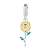 Encanto De Flor De Térmilo 925 Plata Esterlina Auténtica Con Encanto De Semillas De Girasol Colgante Para Pulsera Original Joyería Fina Para Mujer Regalo De Noche Fiesta - details 0