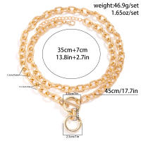 KunJoe Collar De Cadena Cruzada Engrosada Para Mujeres Y Hombres Estilo Punk Oro OT Hebilla Corto Collar De Metal Unisex Para Fiesta - details 0