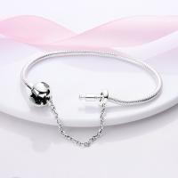 Pulsera De Corazón Rosado En Plata De Ley 925 Con Cadena De Seguridad Estrellada Y Luna Cadena De Serpiente Adecuada Para DIY Joyería Con Encantos Y Cuentas Para Mujer - details 20