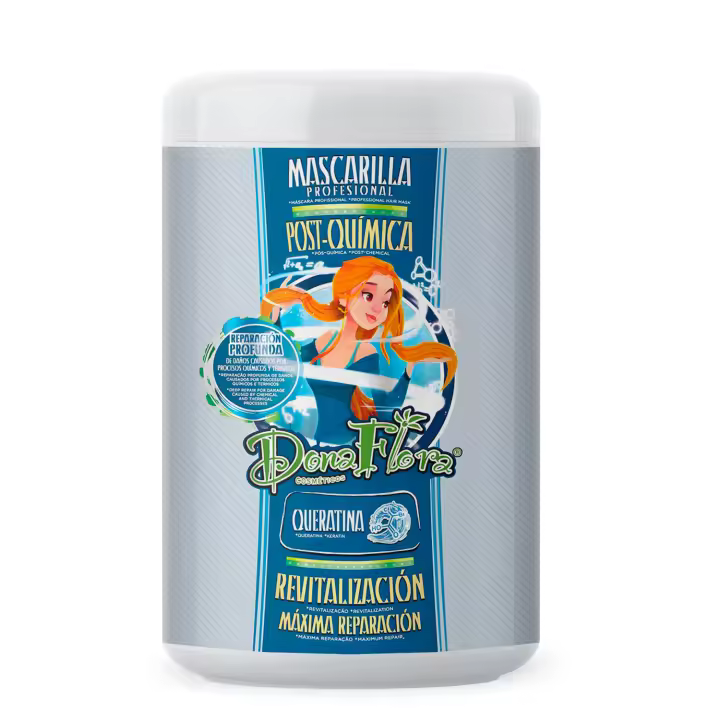 Dona Flora Mascarilla Post-Quimica 1000ml - Cabellos dañados, ideal para reparaciones térmicas y post-químicas - Vendido por Beauty World Distributor - 1