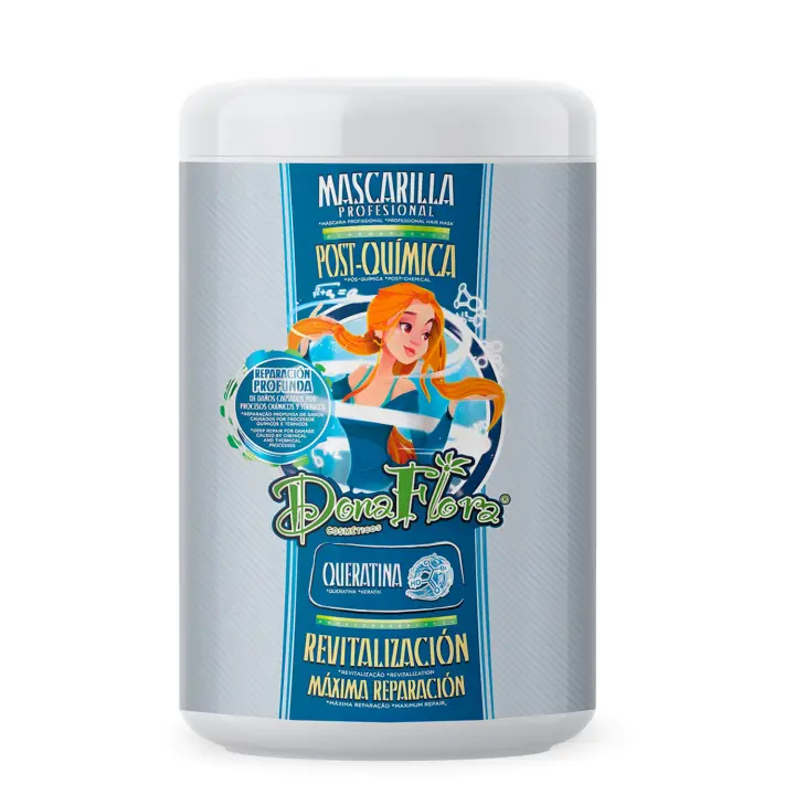Dona Flora Mascarilla Post-Quimica 1000ml - Cabellos dañados, ideal para reparaciones térmicas y post-químicas - Vendido por Beauty World Distributor - 1