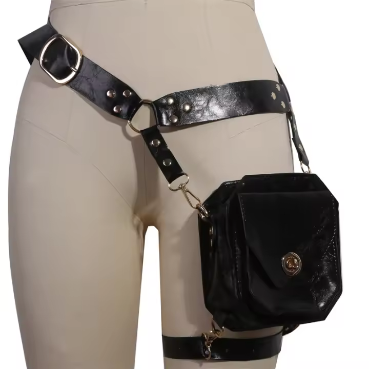 Bolso De Cuero PU Pequeño Estilo Retro Para Mujer Moto Bolsa De Moto Wind Side Pack Medieval Knight Personalidad Props - 1