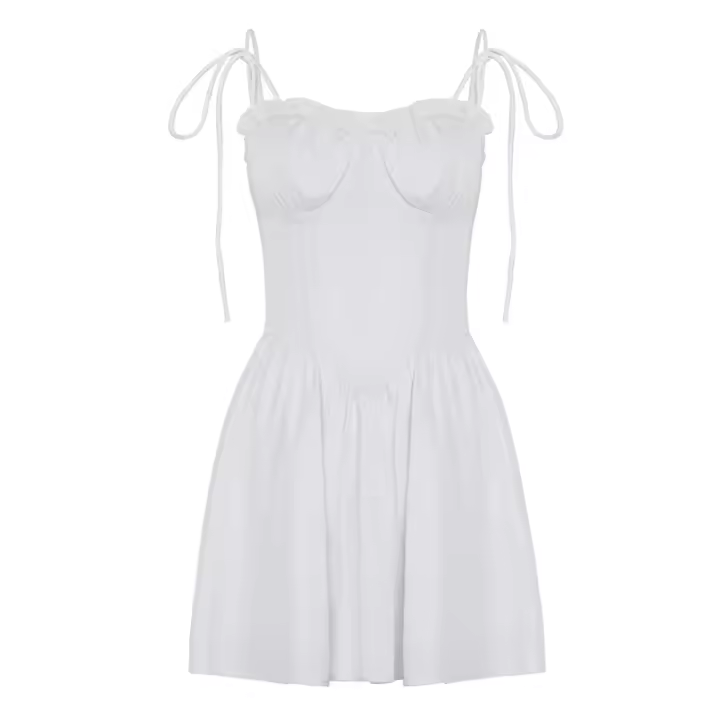 Vestido De Verano Elegante Heyoungirl Con Encaje Y Alzas En Los Hombros Y Aros En Blanco Estilo Princesa A-Line Con Protecciones De Seno Chic Para Vacaciones - 1