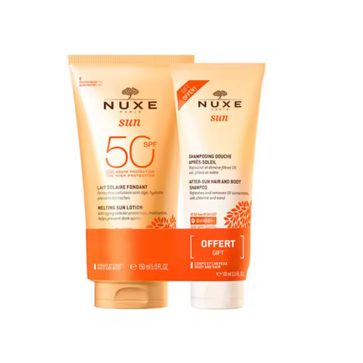 Nuxe Sun Leche Fundente Alta Proteccion Spf50 150 ml + Regalo Champú Y Gel De Ducha After Sun 100 ml - 1
