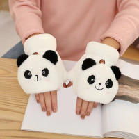 Guantes De Piel De Conejo Y Gato Para Mujer Guantes De Invierno De Plush Cálidos Y Suaves Medio Dedo Flexibles Y Gruesos - details 25