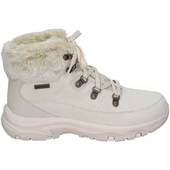 SKECHERS | Botines Skechers Trego Snow Worries para Mujer – Botines en Color Hielo con Borreguito – Plantilla Memory Foam – Botín con Cordones – Para Invierno – Modelo 167882-NAT - 1