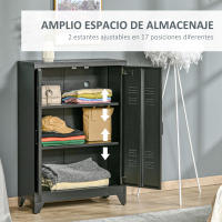HOMCOM Aparador Archivador con puertas de lamas Armario Armario Armario Armario Metálico Industrial con 2 Estantes Ajustables Salón Dormitorio Negro 75 x 33 x 110 cm - details 3
