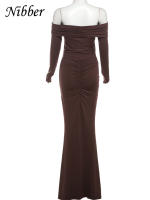 Vestido Elegante De Fiesta Nibber Con Cinturón Metálico Y Corte En El Cuello Ajustado Con Manga Larga Y Ajustado Para Cumpleaños Y Noches Saludables - details 4