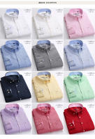 Camisa De Oxford Para Hombre Algodón Y Poliéster Estilo Casual De Negocios Con Rayas Y Cuadros Cuello Alto Manga Larga No Hierro Slim Fit Color Sólido Para Otoño/Invierno - details 8