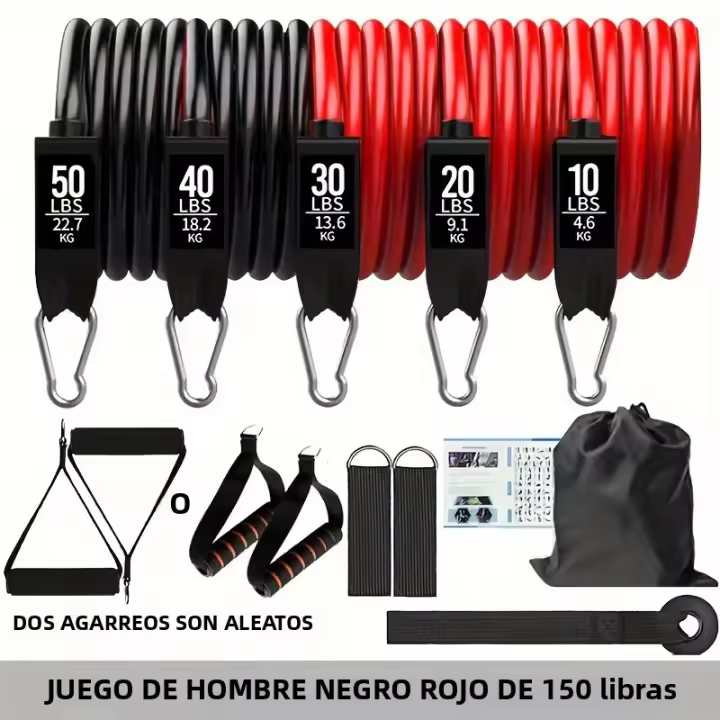 Set De Bandas De Resistencia 250lbs Con Anclaje Para Puerta Manijas Y Correas De Tornillo Para Ejercicio Interior Y Exterior Fitness De Fortalecimiento De Los Brazaos - 1