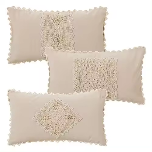 Cojínes romantico Reborn Algodon Natural Beige 50x30 cm-DAMDAM GO - 1
