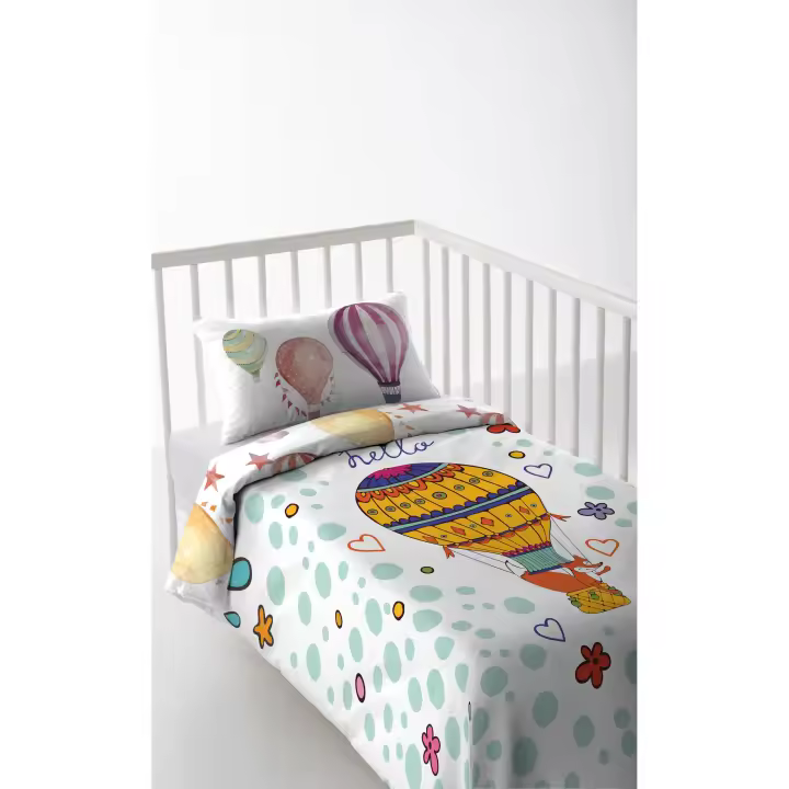 FUNDA NÓRDICA REVERSIBLE CUNA/MAXICUNA INFANTIL BEBE 100% ALGODÓN FELIPE COOL KIDS FABRICADO EN ESPAÑA - 1