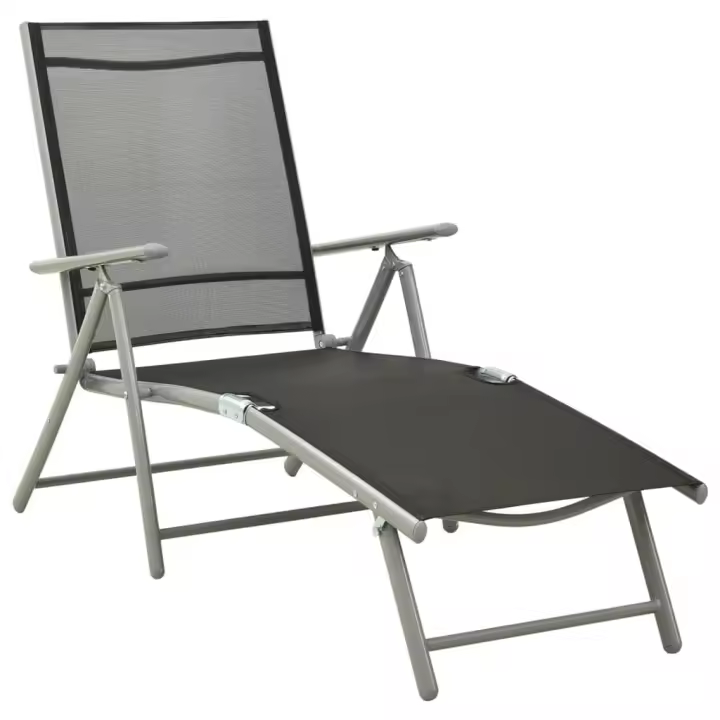 vidaXL Tumbona plegable textilene y aluminio y plateado Sillas de Exterior Ideal para jardín, playa, piscina, terraza Tumbona Piscina Tumbonas Playa Tumbonas Jardín Exterior - 1