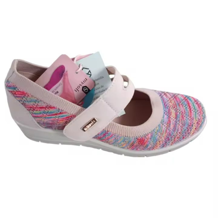 My Soft Zapato tipo mercdes con cuña y ajustable con velcro,de tejido elastico para mayor comodidad y con plantilla extraible - 1