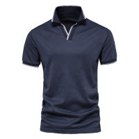 Camisa Polo De Cuello V AIOPESON Para Hombres Color Sólido Manga Corta Estilo Clásico Ropa Masculina Verano 2022 Anti-Pelusa - details 1