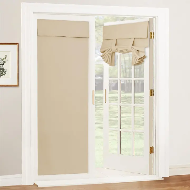 Cortinas de puerta opacas, cortinas autoadhesivas para atar, persianas de ventana, bloque de luz, luz lateral aislante, ancho 26 x largo 68 pulgadas, 1 panel, beige - 1