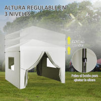 Outsunny Carpa Plegable 3x3 m Cenador de Jardín con 4 Paredes Laterales 2 Ventanas de Malla Altura Ajustable Bolsa de Transporte Impermeable y Anti-UV para Camping Fiestas - details 5