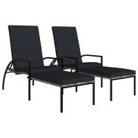 vidaXL Tumbona con reposapiés 2 unidades ratán sintético Marrón, Negro, Gris Sillas de Exterior Ideal para jardín, playa, piscina, terraza Tumbona Piscina Tumbonas Playa Tumbonas Jardín Exterior - details 1
