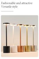 Lámpara De Mesa Recargable Táctil Metálica Con Luz Ambiental En 3 Colores Decorativa Para Club Y Dormitorio Luz Nocturna Retro - details 5