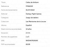 Las mansiones de la locura, expansión Calles de Arkham, Fantasy Flight Games - details 0