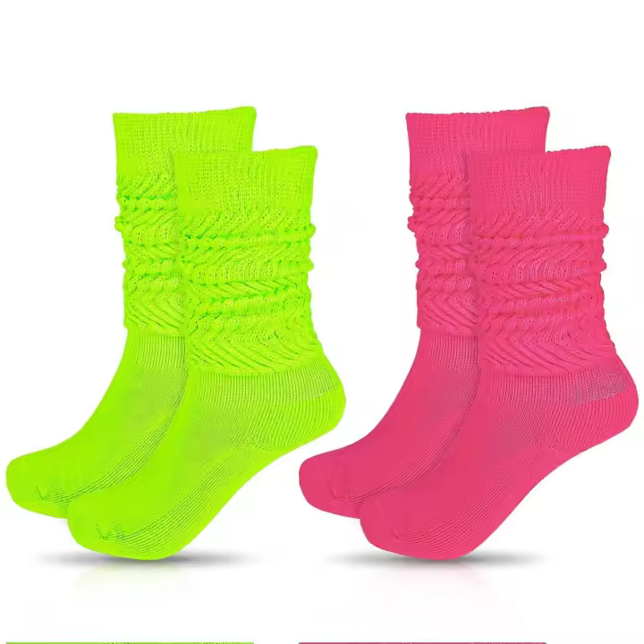 Pares de calcetines holgados para mujer, calcetines de punto neón tipo shopper, calcetines extra largos y sueltos, calcetines térmicos, atuendos de los 80, accesorios de fiesta, ropa urbana punk retro. - 1