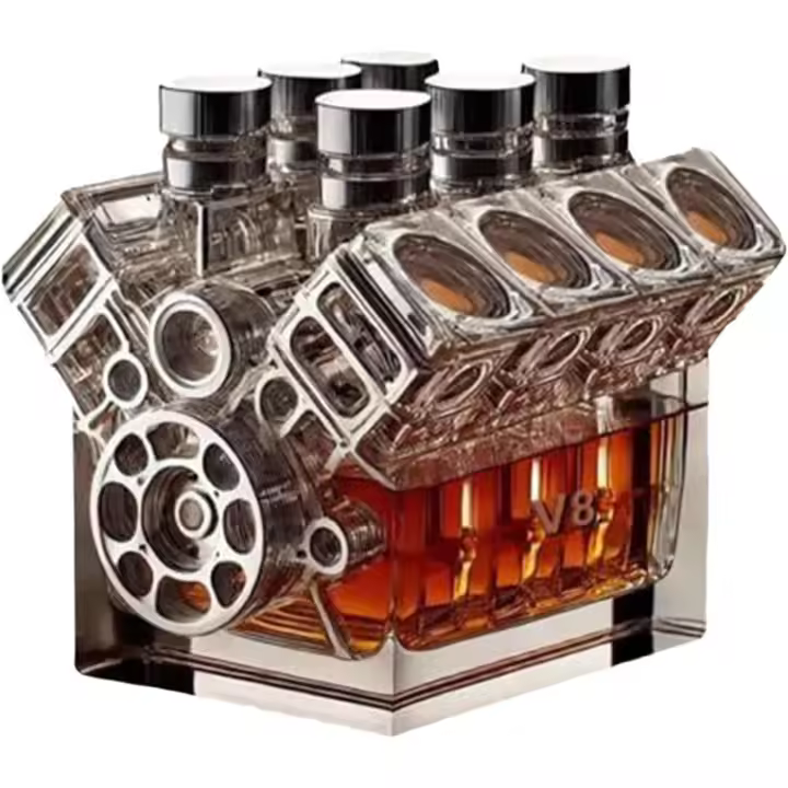Botella decantadora de whisky con forma de motor V8, jarra personalizada para amantes del whisky y los coches (Estilo A) - 1