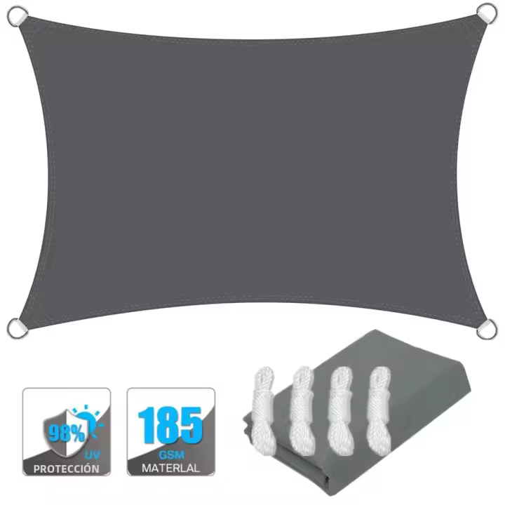 Vela Solar Rectangular Impermeable Para Patio Balcón Jardín Protección Contra El Clima Y UV 4x2/3/5/6M Toldo - 1